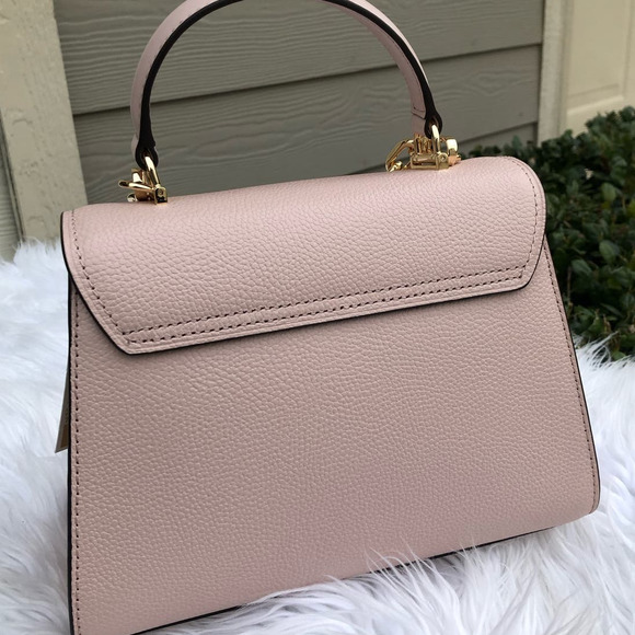 Michael kors serena pebbled leather small handbag satchel Pink gold hardware - Picture 3 of 11